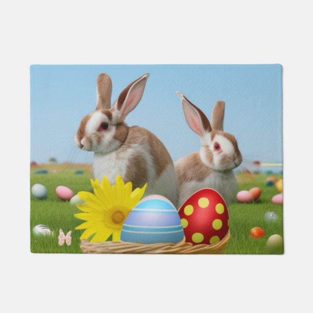 Easter Cute Bunny for a positive mood   Doormat (Front)