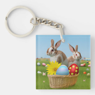 Easter Cute Bunny for a positive mood    Key Ring