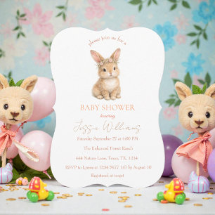 Easter Cute Bunny Rabbit Watercolor Baby Shower Invitation