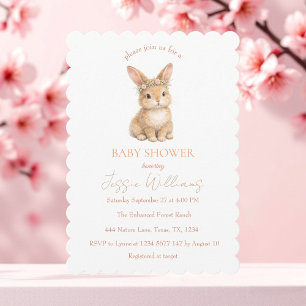 Easter Cute Bunny Rabbit Watercolor Baby Shower Invitation