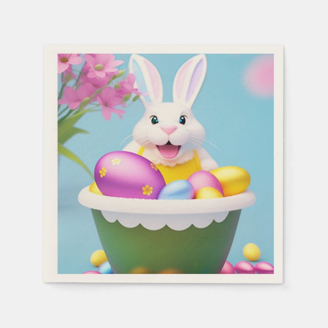 Easter Cute Bunny with Easter Basket     Napkin (Front)
