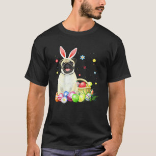 Easter Cute Dog Pug Bunny Eggs Basket Happy Easter T-Shirt