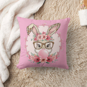 Easter Cute Floral Bunny Leopard Gift Cushion