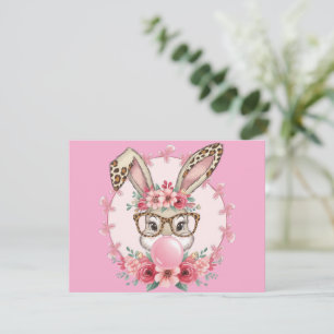 Easter Cute Floral Bunny Leopard Gift Invitation