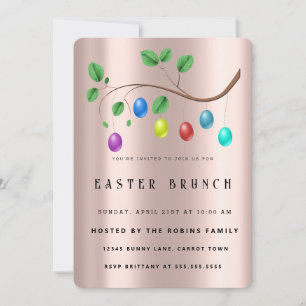  Easter Cute Golden Rose  Eggs Invitation