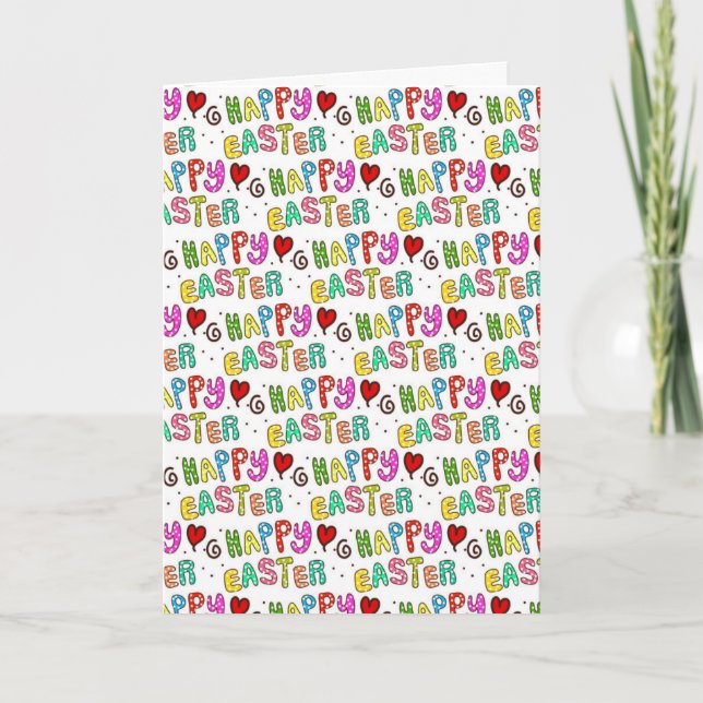 Easter Cute Happy Fun Colourful Bright Polka Dot Holiday Card (Front)