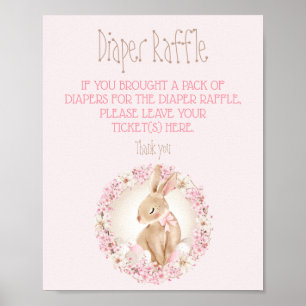Easter Cute Pink Baby Shower Diaper Raffle Sign