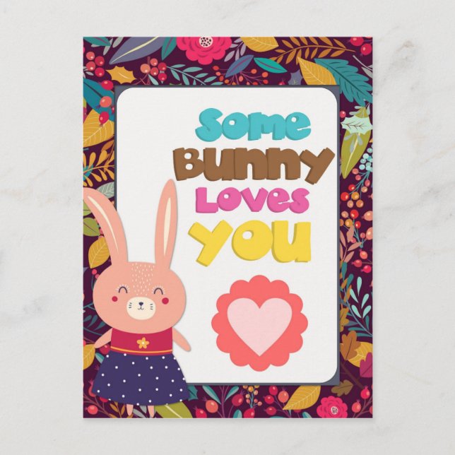 Easter Cute Some Bunny Loves You Postcard (Front)
