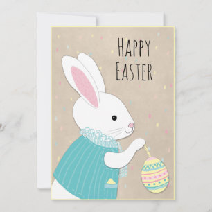 Easter Cute White Rabbit Holiday Card