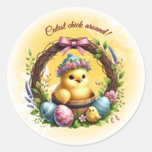 Easter Cutest Chick Around! Classic Round Sticker