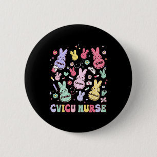 Easter Cvicu Cardiac Nurse Bunny Paediatrics Retro 6 Cm Round Badge