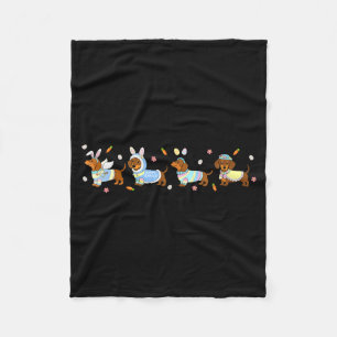 Easter Dachshund Bunny Eggs for Teens Boys Girls Fleece Blanket