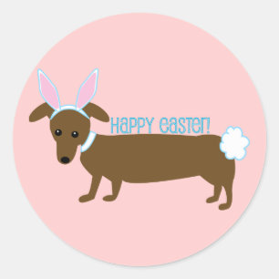 Easter Dachshund Bunny Stickers