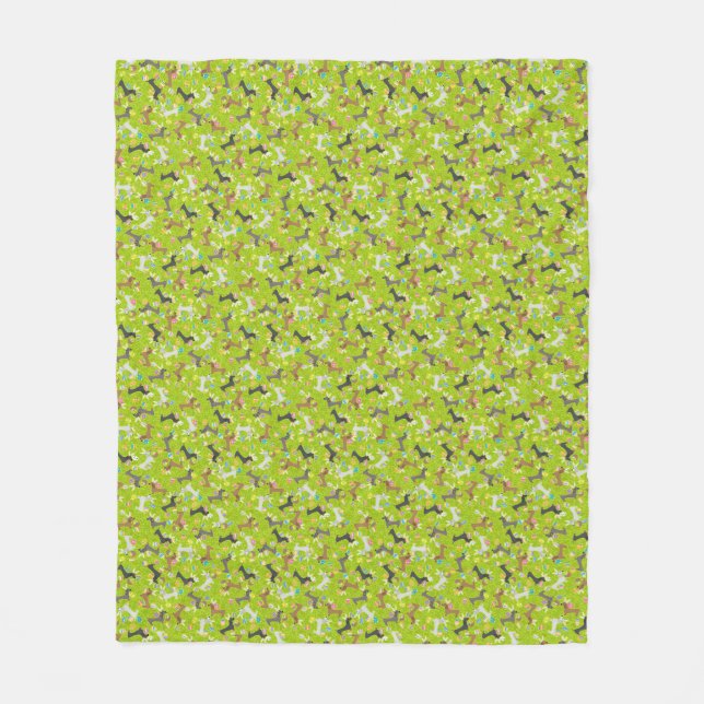 Easter Dachshund (Green) Fleece Blanket (Front)