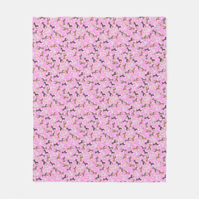 Easter Dachshund (Pink) Fleece Blanket (Front)