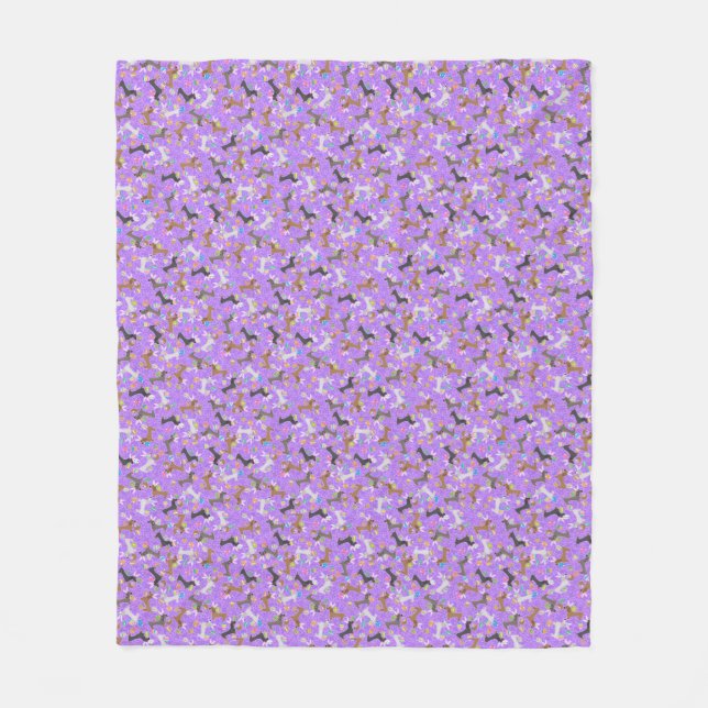 Easter Dachshund (Purple) Fleece Blanket (Front)