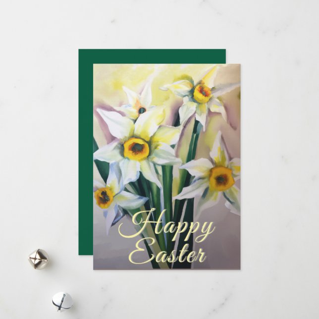 Easter Daffodils Holiday Card (Front/Back In Situ)
