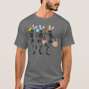 Easter Dancing Skeleton Dancer Bunny Ears Funny Ea T-Shirt