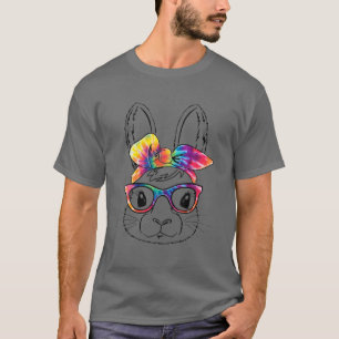 Easter Day 2022 Dy Cute Bunny Face Tie Dye Glasses T-Shirt