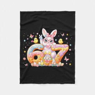 Easter Day 67 Cute Rabbit Bunny Six Seven Meme Bow Fleece Blanket