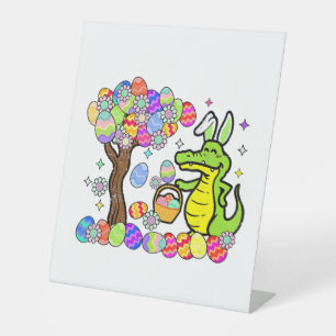 Easter Day Alligator Eggs Bunny Ear Men Women Kid Pedestal Sign