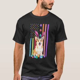 Easter Day American Eggs Flag Corgi Dog Funny T-Shirt