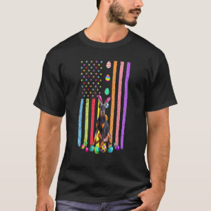 Easter Day American Eggs Flag Doberman Pinscher Do T-Shirt