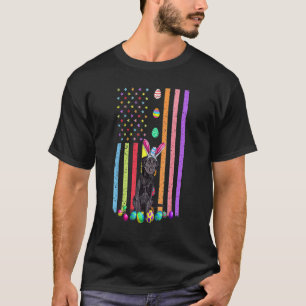 Easter Day American Eggs Flag Flat Coated Retrieve T-Shirt