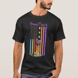 Easter Day American Eggs Flag German Shepherd Dog T-Shirt