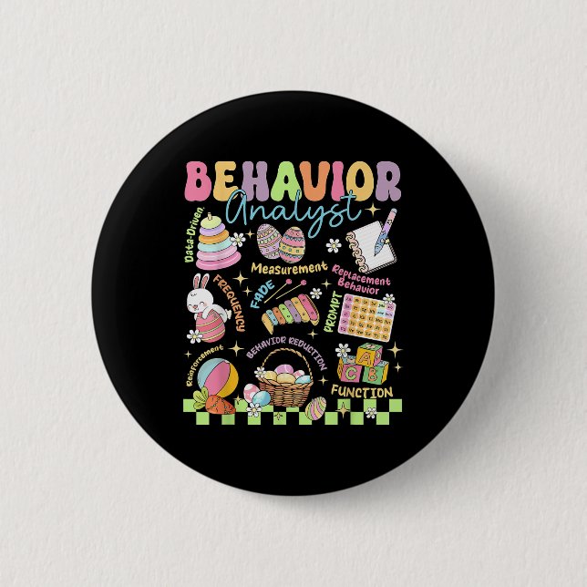 Easter Day Behaviour Analyst Bunny Aba Behaviour T 6 Cm Round Badge (Front)
