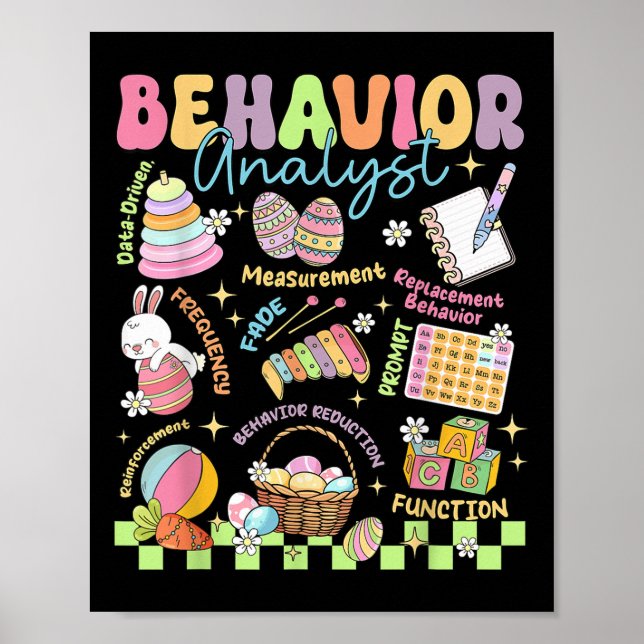 Easter Day Behaviour Analyst Bunny Aba Behaviour T Poster (Front)