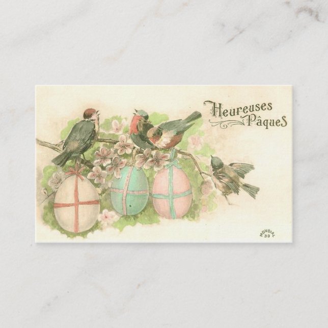 Easter Day Birds Greeting Business Card (Front)