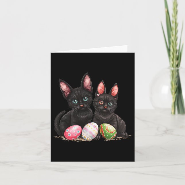 Easter Day Black Cat Easter Black Cat Easter Egg 1 Card (Front)
