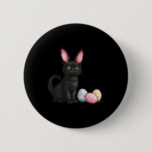 Easter Day Black Cat Easter Black Cat Easter Egg 6 Cm Round Badge