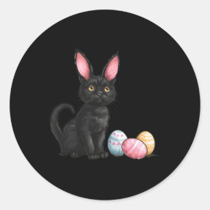Easter Day Black Cat Easter Black Cat Easter Egg  Classic Round Sticker