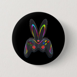Easter Day Boys Gamer Video Game Controller Bunny  6 Cm Round Badge