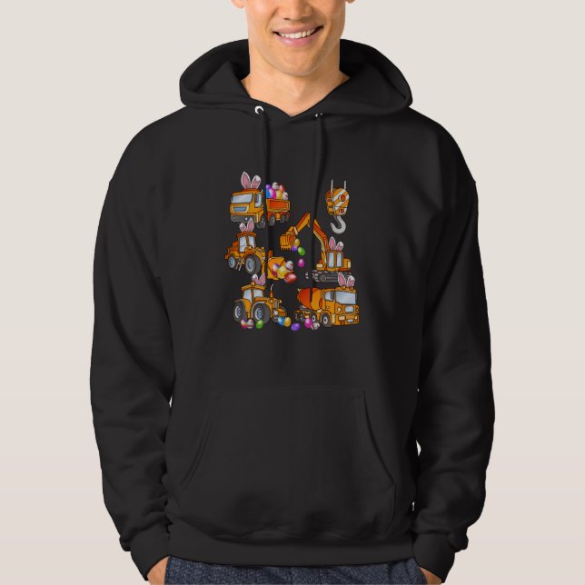 Easter day Bunny Construction Trucks  Boys Kids To Hoodie (Front)