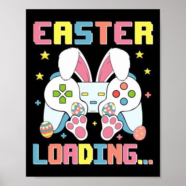 Easter Day Bunny Easter Loading Video Game Boys Gi Poster (Front)