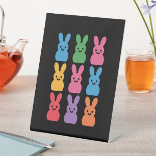 Easter Day Bunny Eggs Plaid Leopard Pedestal Sign