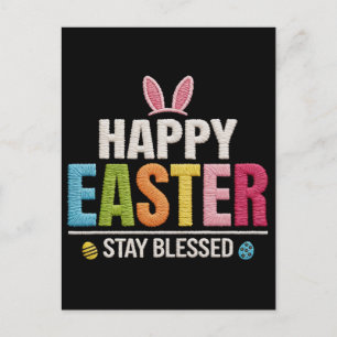 Easter Day Bunny Eggs Plaid Leopard t-shirt  Holiday Postcard