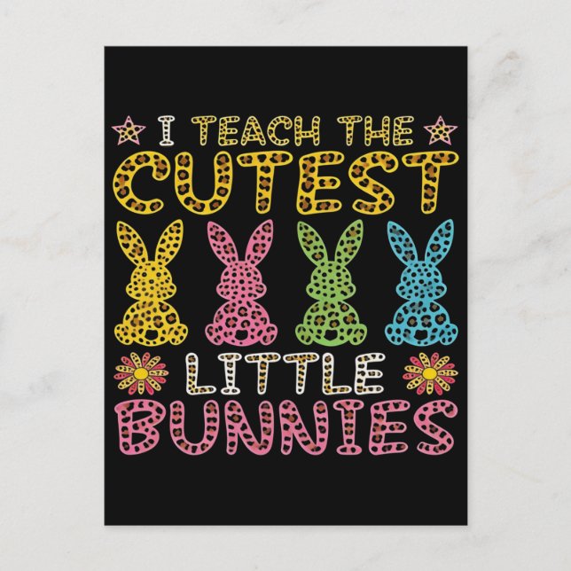 Easter Day Bunny Eggs Plaid Leopard T-Shirt Tri-Bl Postcard (Front)