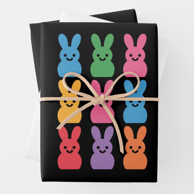 Easter Day Bunny Eggs Plaid Leopard Wrapping Paper Sheet (In situ)