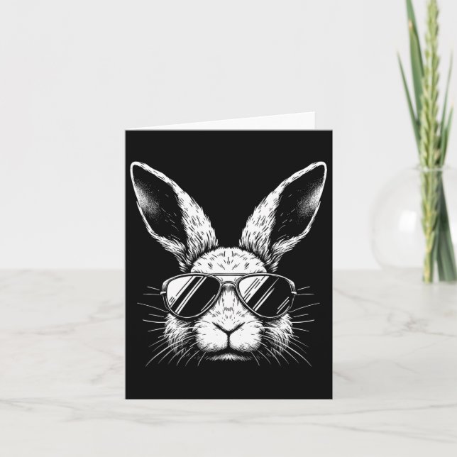 Easter Day Bunny Face With Sunglasses For Boys Men Card (Front)