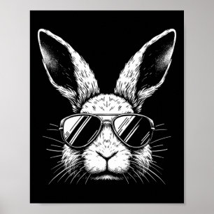 Easter Day Bunny Face With Sunglasses For Boys Men Poster
