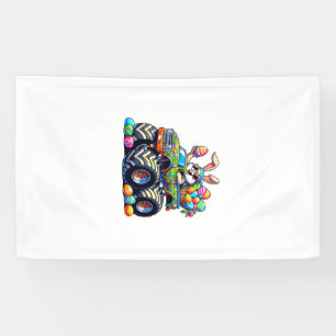 Easter Day Bunny Monster Truck Eggs Cool Rabbit T- Banner