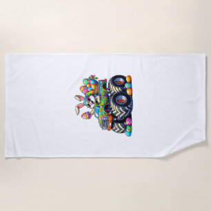 Easter Day Bunny Monster Truck Eggs Cool Rabbit T- Beach Towel