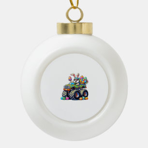 Easter Day Bunny Monster Truck Eggs Cool Rabbit T- Ceramic Ball Christmas Ornament