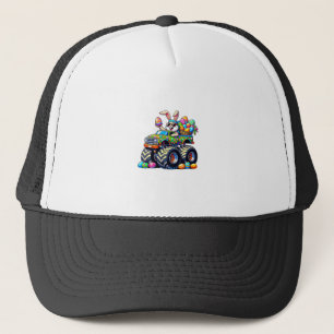 Easter Day Bunny Monster Truck Eggs Cool Rabbit T- Trucker Hat