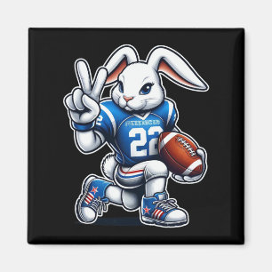 Easter Day Bunny Playing Footbyll Boys Girls Kids Magnet