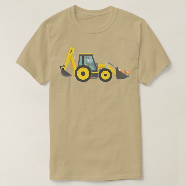 Easter day Bunny Rabbit Driving Tractor Eggs Funny T-Shirt (Design Front)